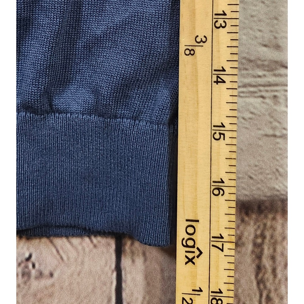 NWT Tommy Hilfiger Mens Quarter Zip Mock Neck Sweater Blue Cotton Large - Picture 6 of 7
